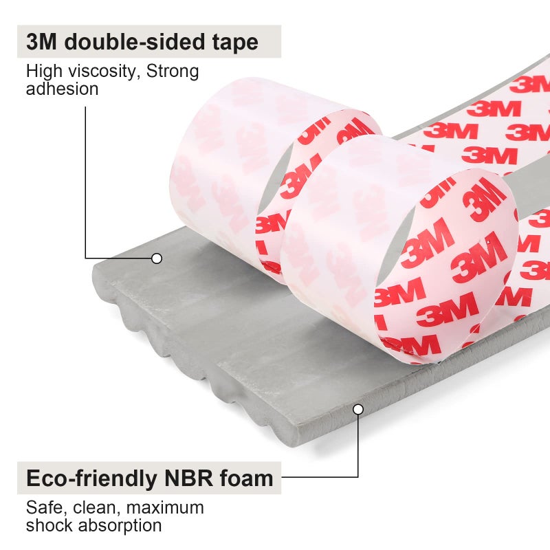 Dovesail Baby Proofing Edge Corner Protector, 16.4 ft Edge Guards Padding with 3M Adhesive, Extra-Wide Soft Rubber Foam Padding, Furniture,Sharp Edge Safety Corner Edge Bumper Guard-Gray - Image 3